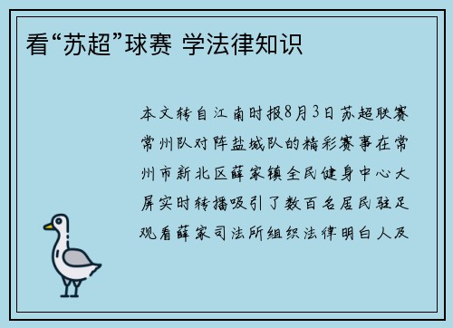 看“苏超”球赛 学法律知识